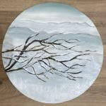 Branche de neige - Peinture acrylique sur bois diamètre 60 cm