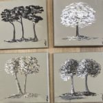 Arbres feuillus - Peinture acrylique sur toile - 4 x 30 x 30 cm